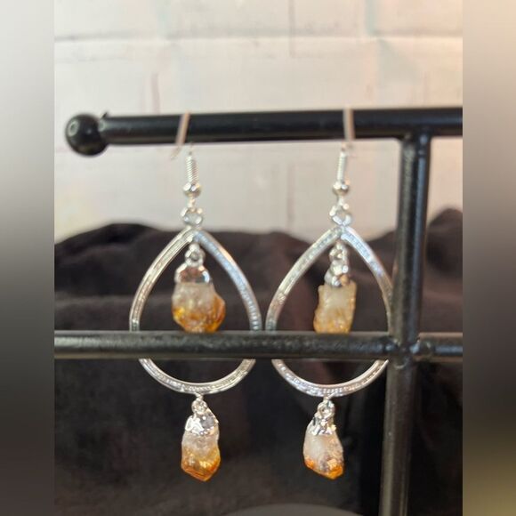 Brazilian Natural Citrine Drop Earrings in Silvertone 42.50ctw - Picture 13 of 15